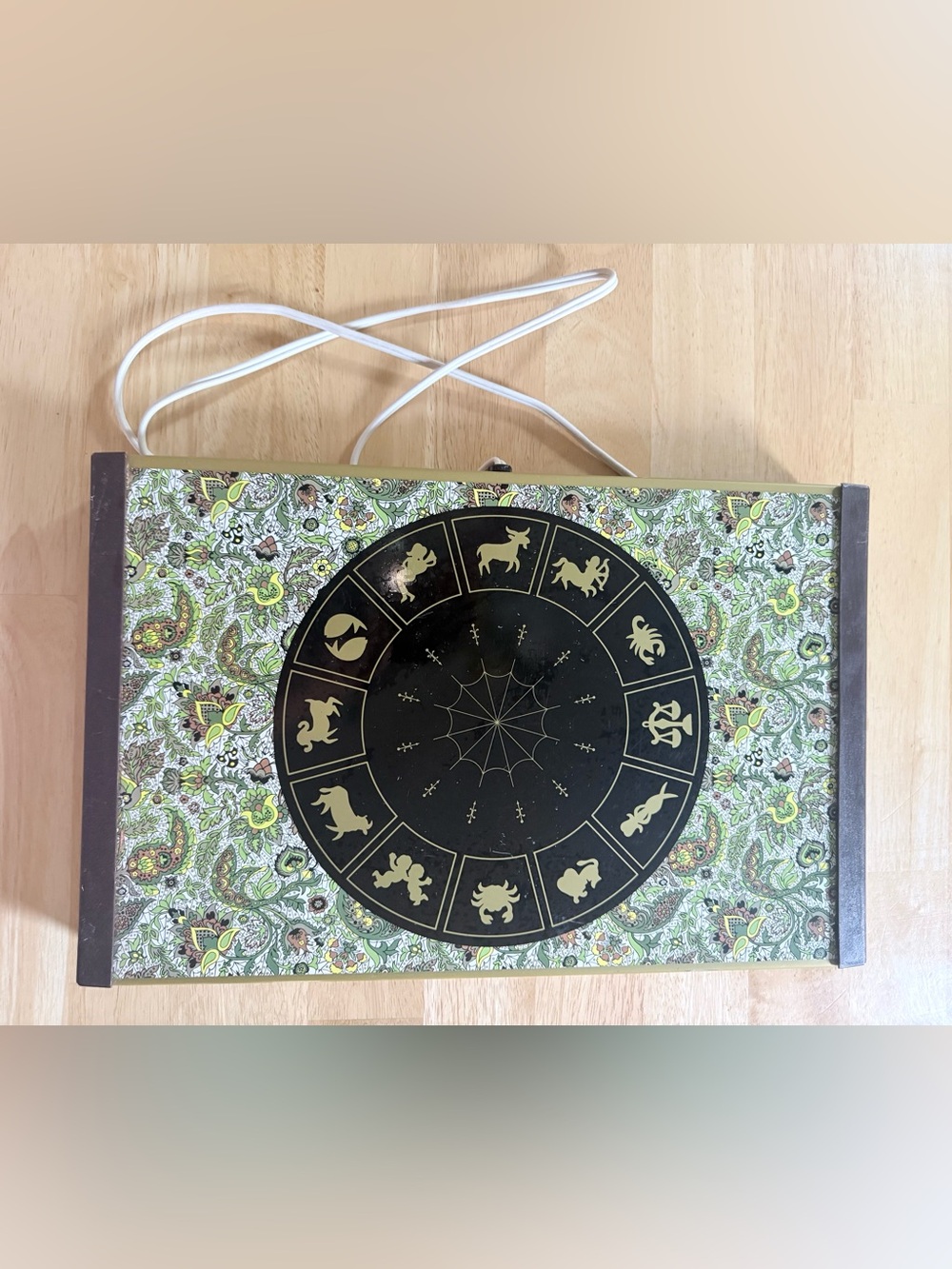 Vintage Fanci Serv Zodiac Astrology Paisley Floral Electric Warming Tray Retro